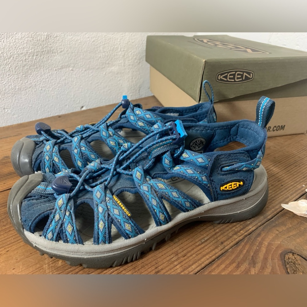 Keens Whisper Sandals Size 6 Agate Gray and Blue Opal -Nearly New